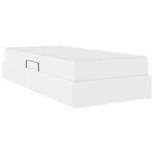 Postel s úložným prostorem a matrací s matrací 2 pcs Bílá Kůže - obrázek 10