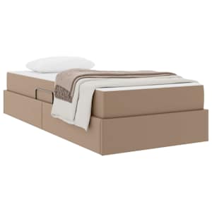 Postel s úložným prostorem a matrací 2 pcs Cappuccino Kůže - obrázek 3