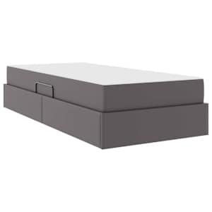 Postel s úložným prostorem a matrací s matrací 2 pcs Šedá Kůže - obrázek 5