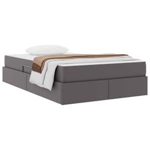 Postel s úložným prostorem a matrací s matrací 2 pcs Šedá Kůže - obrázek 3