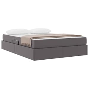 Postel s úložným prostorem a matrací s matrací 2 pcs Šedá Kůže - obrázek 3