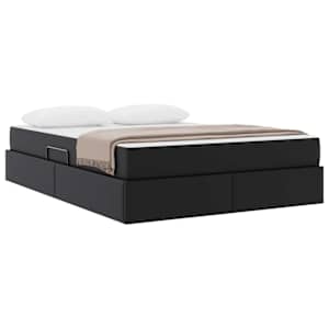 Postel s úložným prostorem a matrací s matrací 2 pcs Černá Kůže - obrázek 3