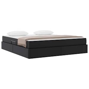 Postel s úložným prostorem a matrací s matrací 2 pcs Černá Kůže - obrázek 3