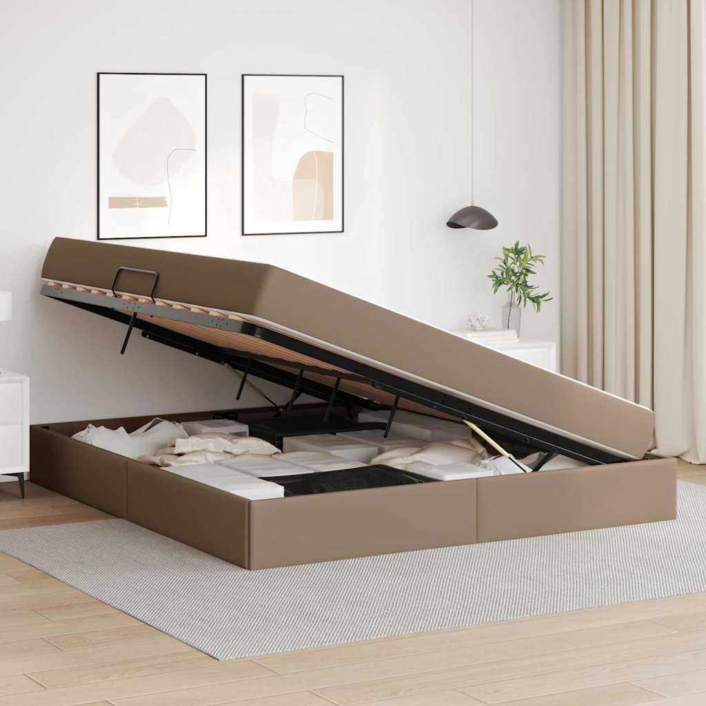 Postel s úložným prostorem a matrací 2 pcs Cappuccino Kůže - obrázek 4