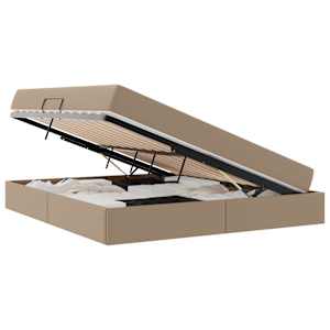 Postel s úložným prostorem a matrací 2 pcs Cappuccino Kůže - obrázek 2