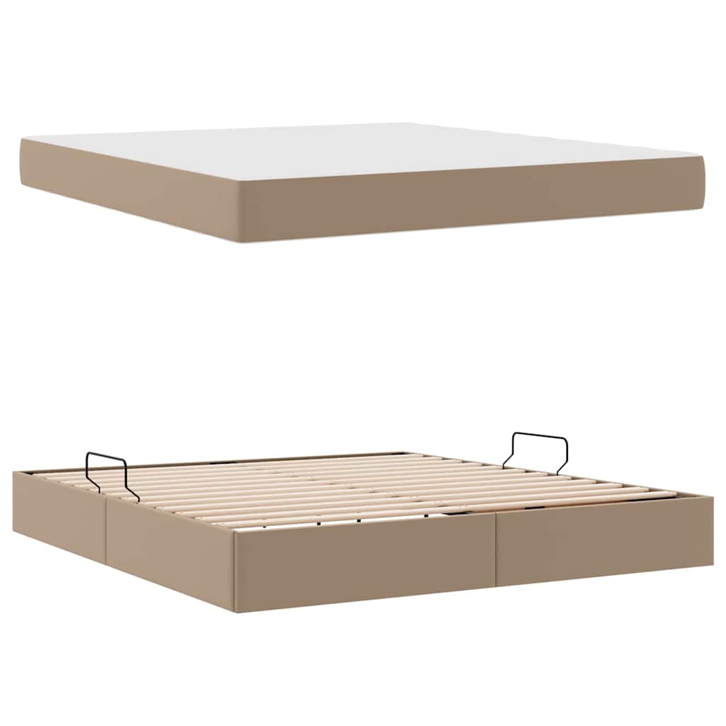 Postel s úložným prostorem a matrací 2 pcs Cappuccino Kůže - obrázek 8