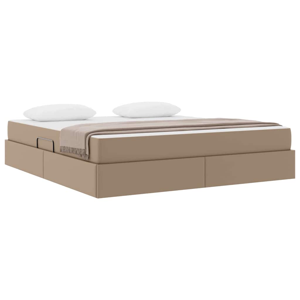 Postel s úložným prostorem a matrací 2 pcs Cappuccino Kůže - obrázek 3