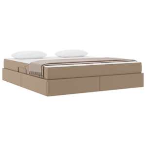 Postel s úložným prostorem a matrací 2 pcs Cappuccino Kůže - obrázek 3