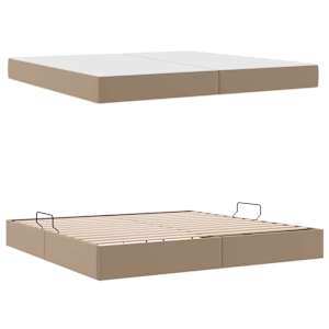 Postel s úložným prostorem a matrací 2 pcs Cappuccino Kůže - obrázek 8