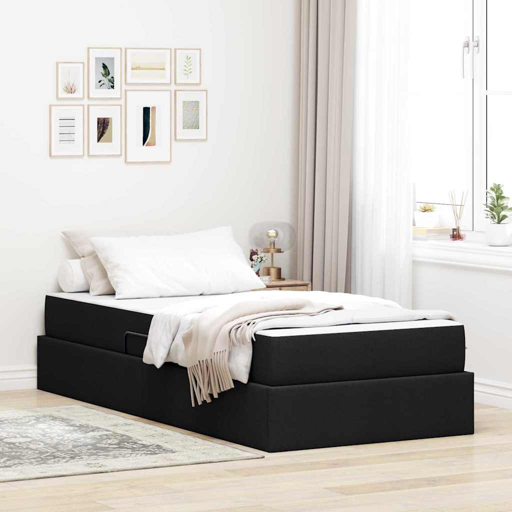 vidaXL Pat cu saltea și spațiu de depozitare Negru 90 x 190 cm