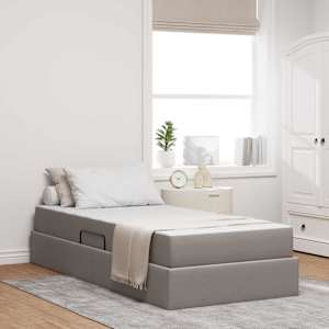 Postel s úložným prostorem a matrací Taupe 90 x 190 cm - obrázek 1