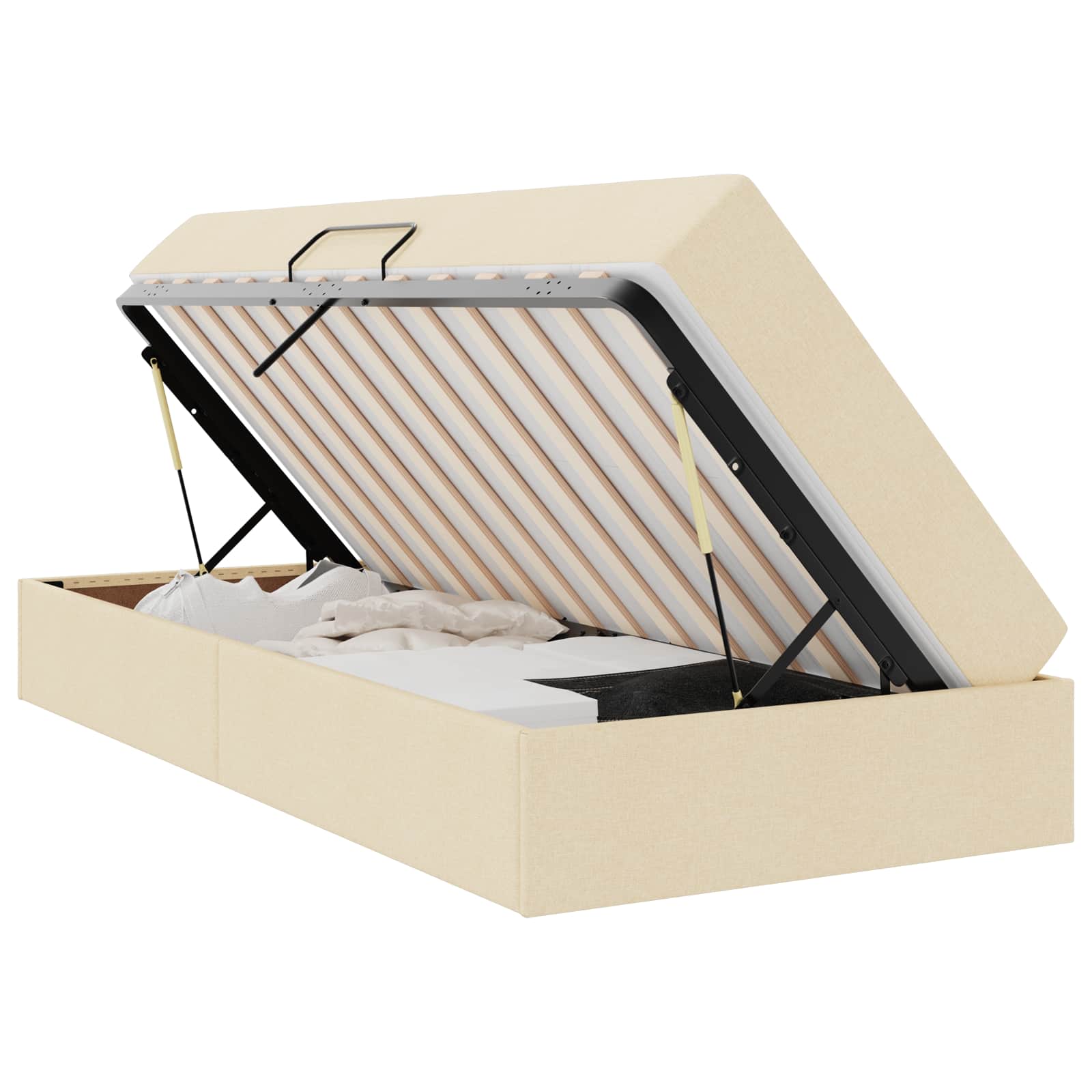 Thumbnail - vidaXL Aufbewahrungsbett mit Matratze Creme 90 x 200 cm Polyester