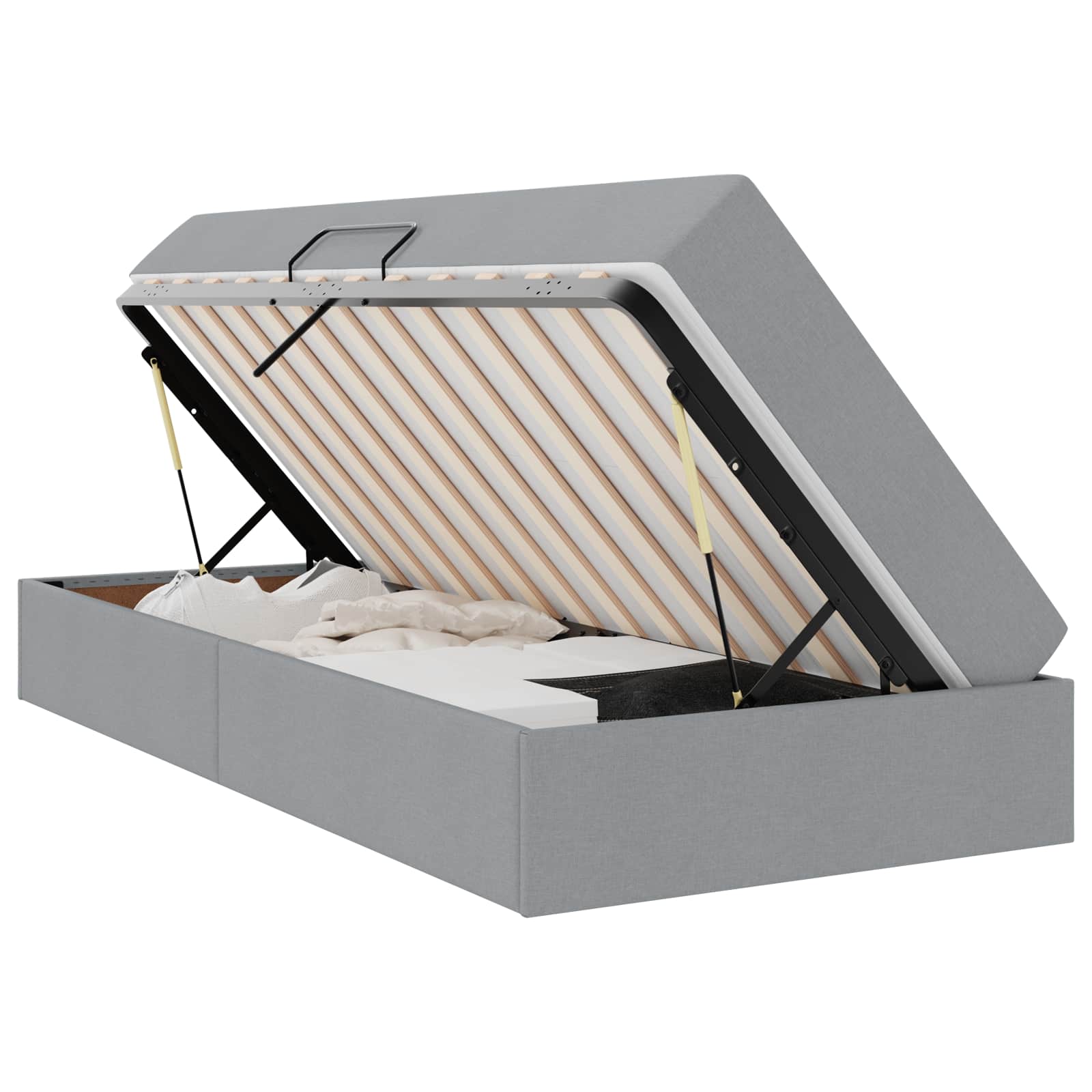 Thumbnail - vidaXL Aufbewahrungsbett mit Matratze Hellgrau 100 x 200 cm Polyester