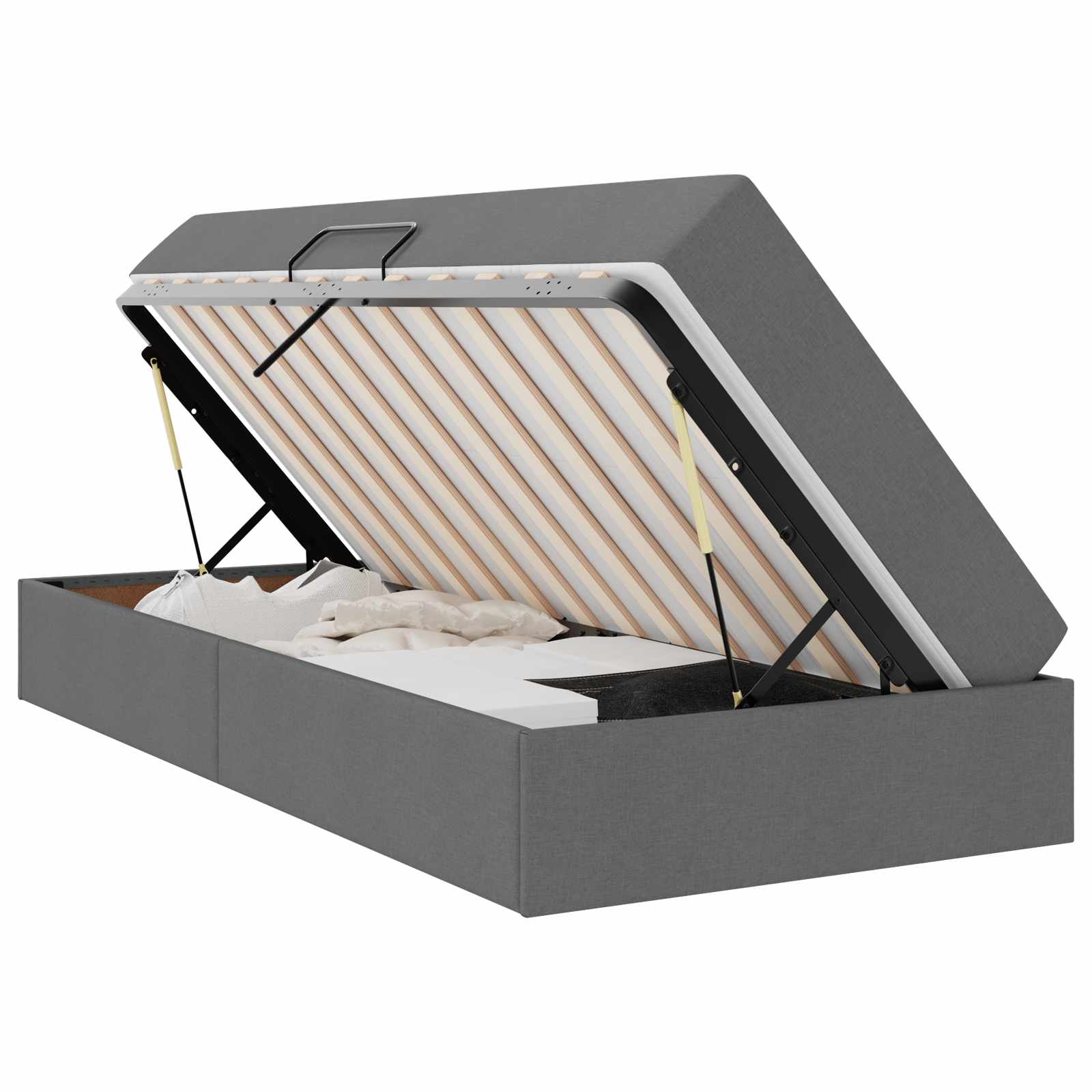 Thumbnail - vidaXL Aufbewahrungsbett mit Matratze Dunkelgrau 100 x 200 cm