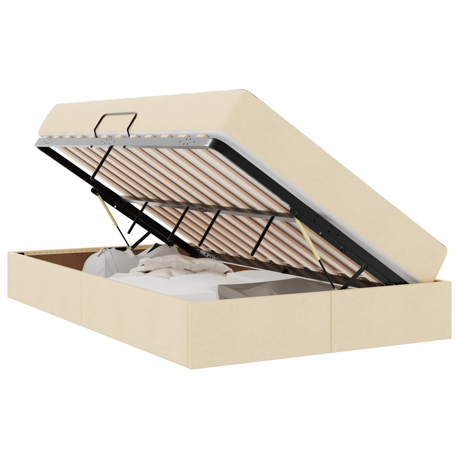 Thumbnail - vidaXL Aufbewahrungsbett mit Matratze Creme 120 x 190 cm Polyester