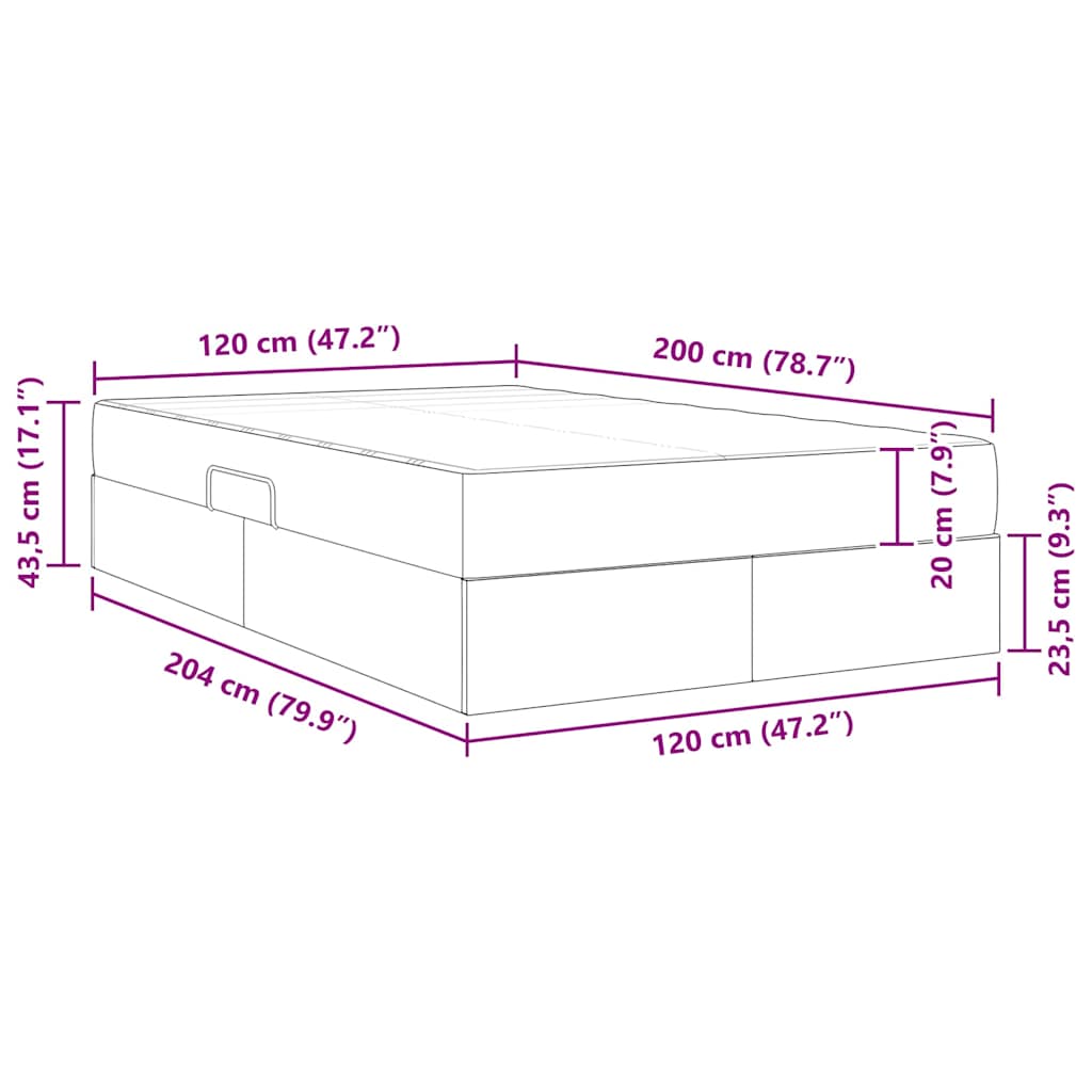 Postel s úložným prostorem a matrací Světle šedá 120 x 200 cm - obrázek 15