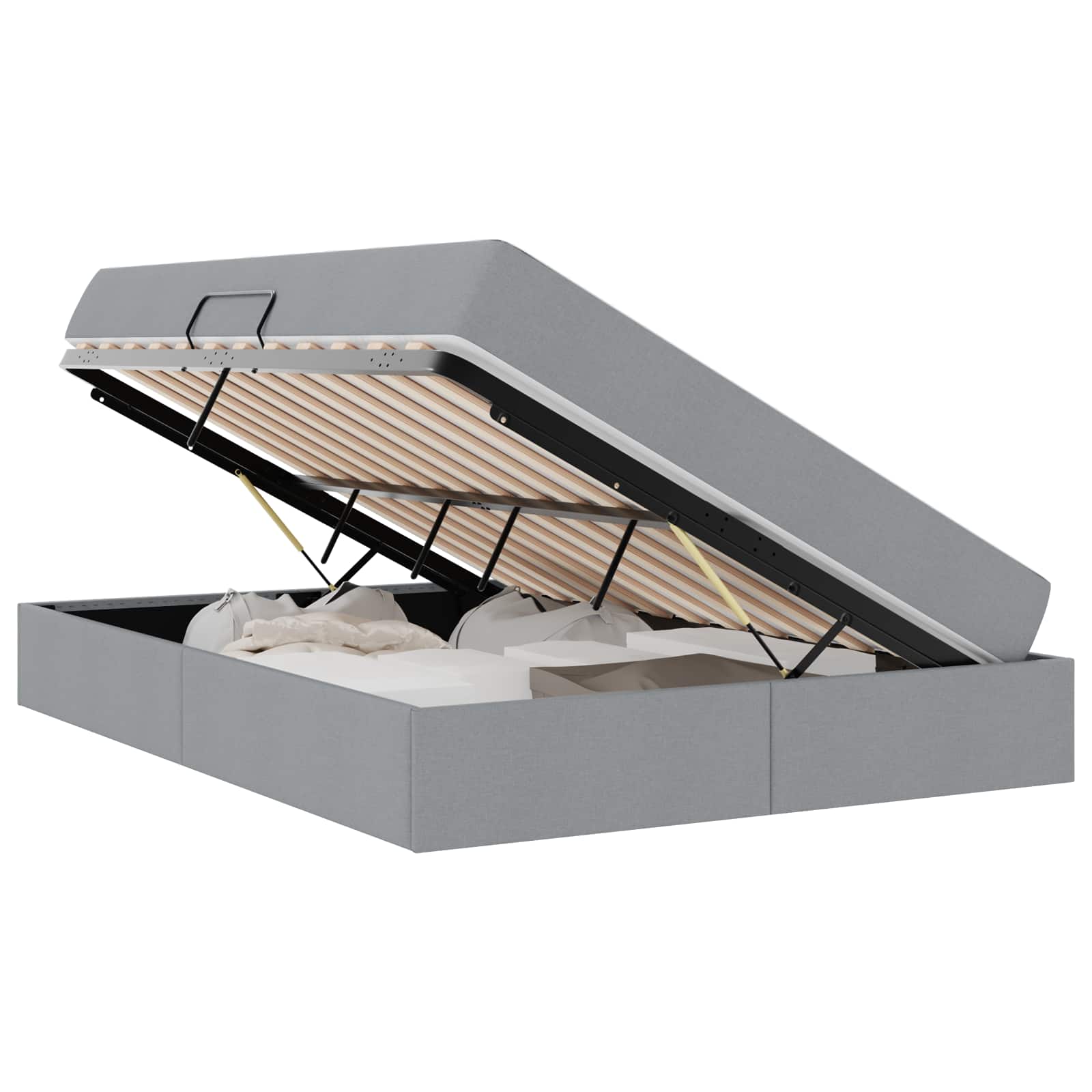 Thumbnail - vidaXL Aufbewahrungsbett mit Matratze Hellgrau 140 x 190 cm Polyester