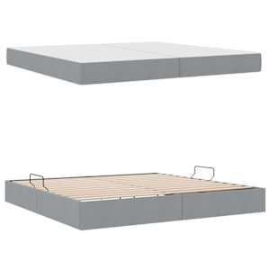 Postel s úložným prostorem a matrací Světle šedá 200 x 200 cm - obrázek 8