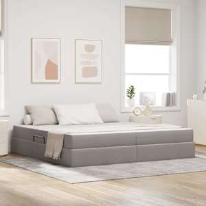 Postel s úložným prostorem a matrací Taupe 200 x 200 cm - obrázek 1