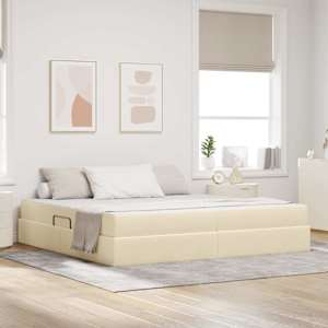 Postel s úložným prostorem a matrací Krémová 200 x 200 cm - obrázek 1