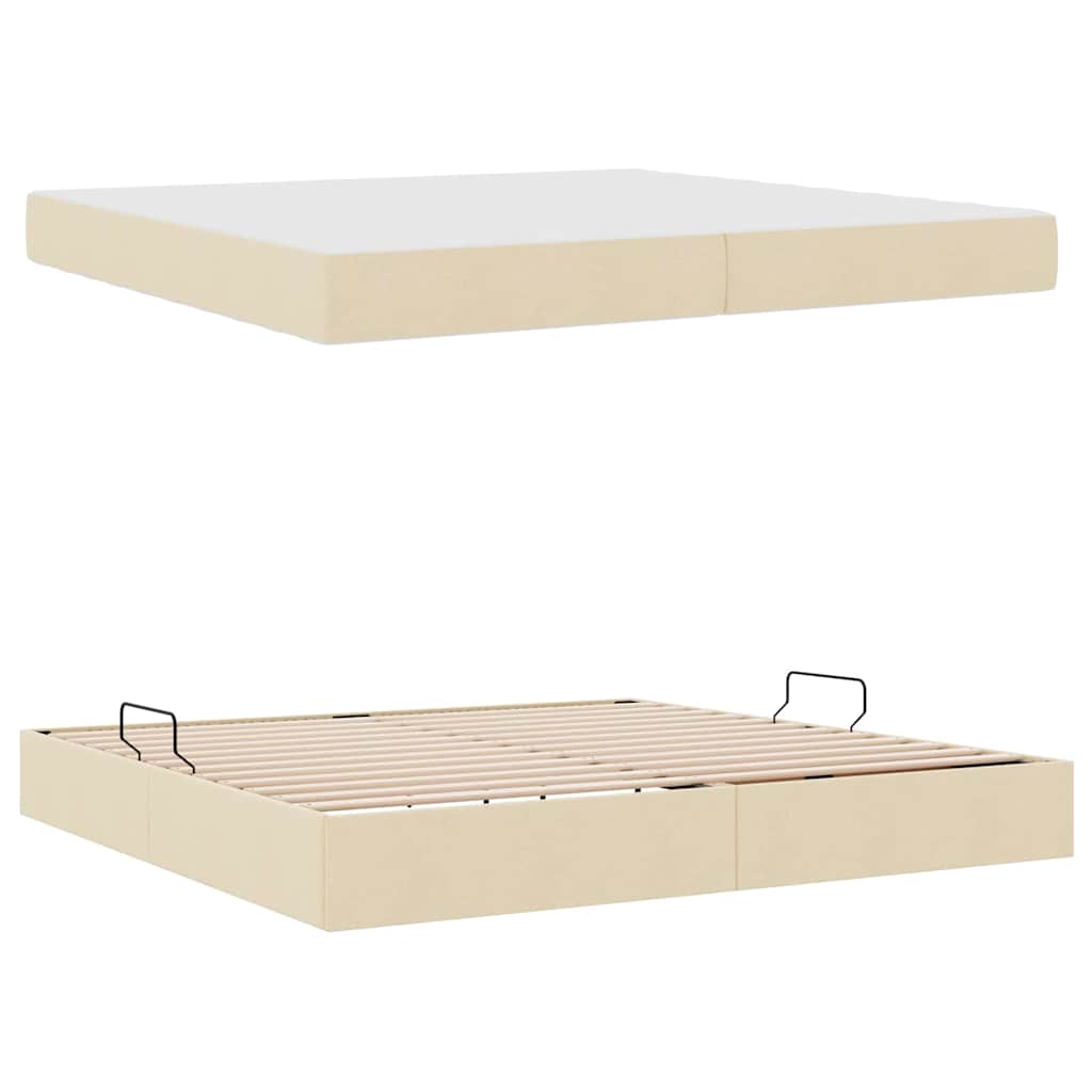 Postel s úložným prostorem a matrací Krémová 200 x 200 cm - obrázek 8