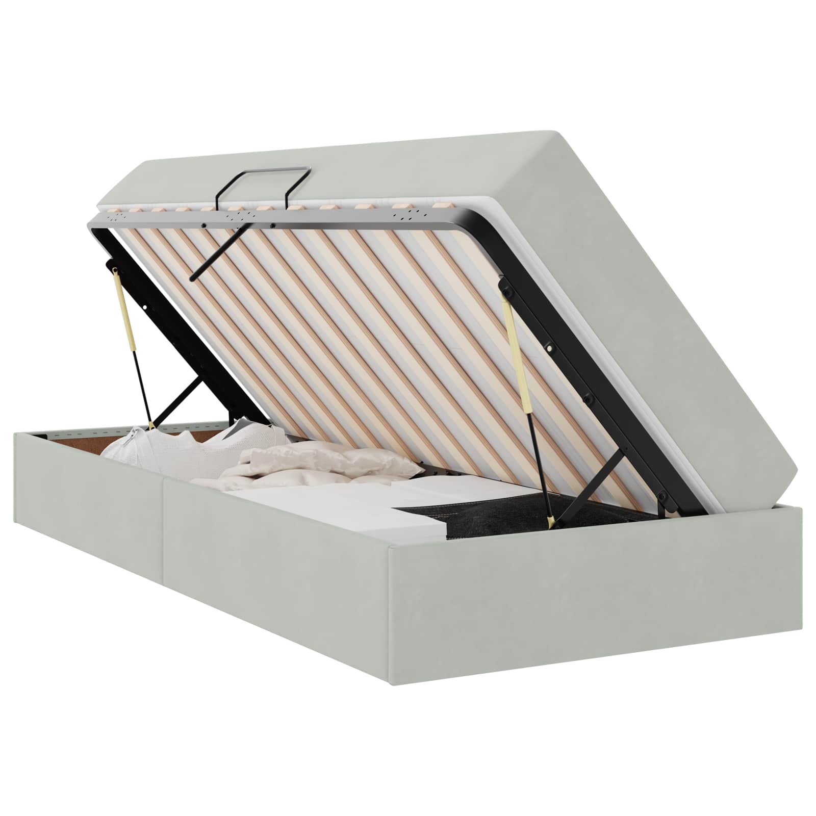 Thumbnail - vidaXL Aufbewahrungsbett mit Matratze Hellgrau 90 x 190 cm Samt