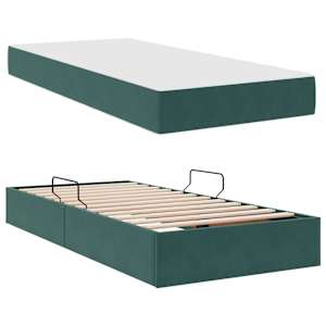 Postel s úložným prostorem a matrací Tmavě zelená 90 x 200 cm - obrázek 8