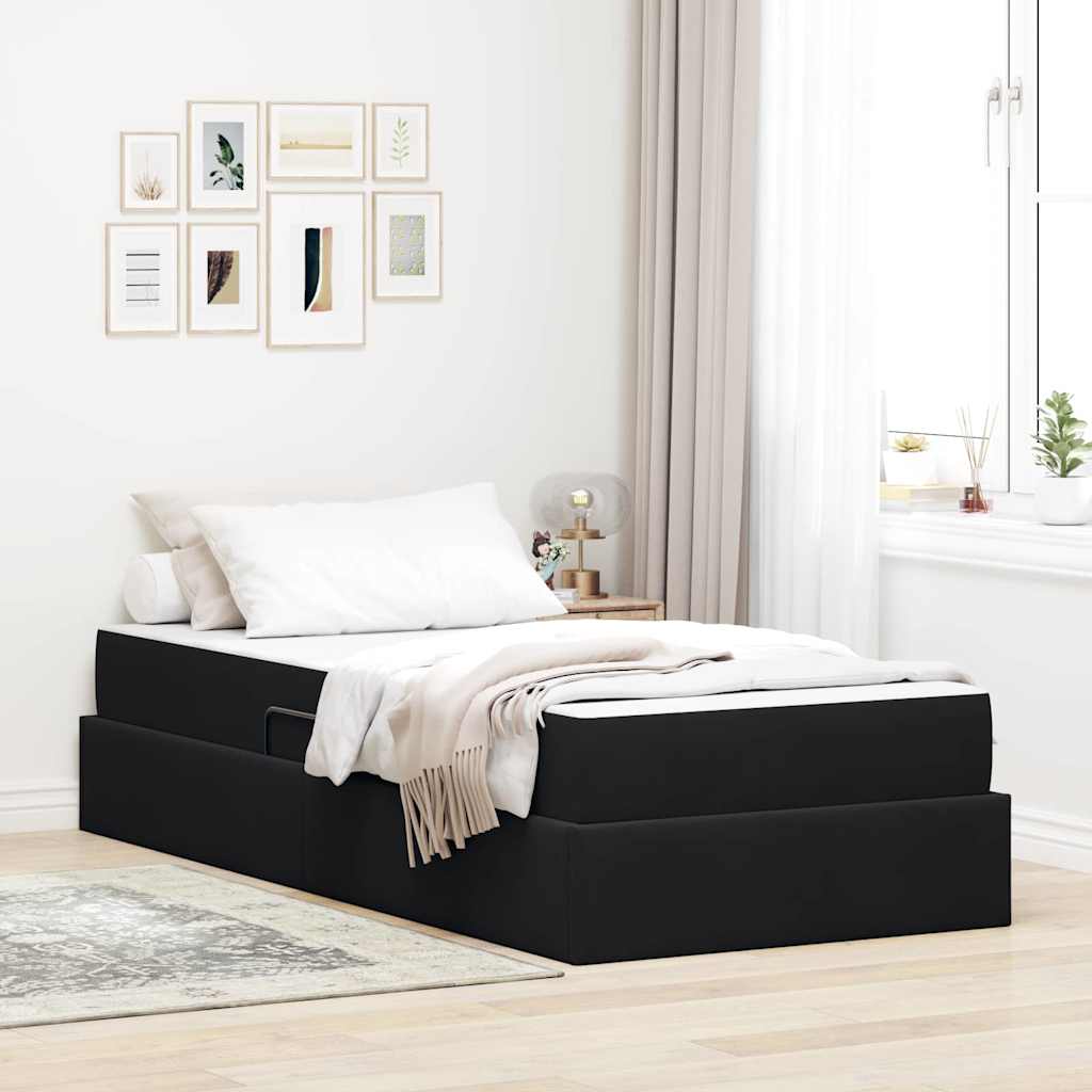 vidaXL Pat cu saltea și spațiu de depozitare Negru 100 x 200 cm