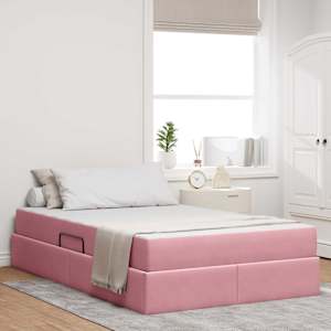 Postelja z dodatnim prostorom za shranjevanje in vzmetnico Roza