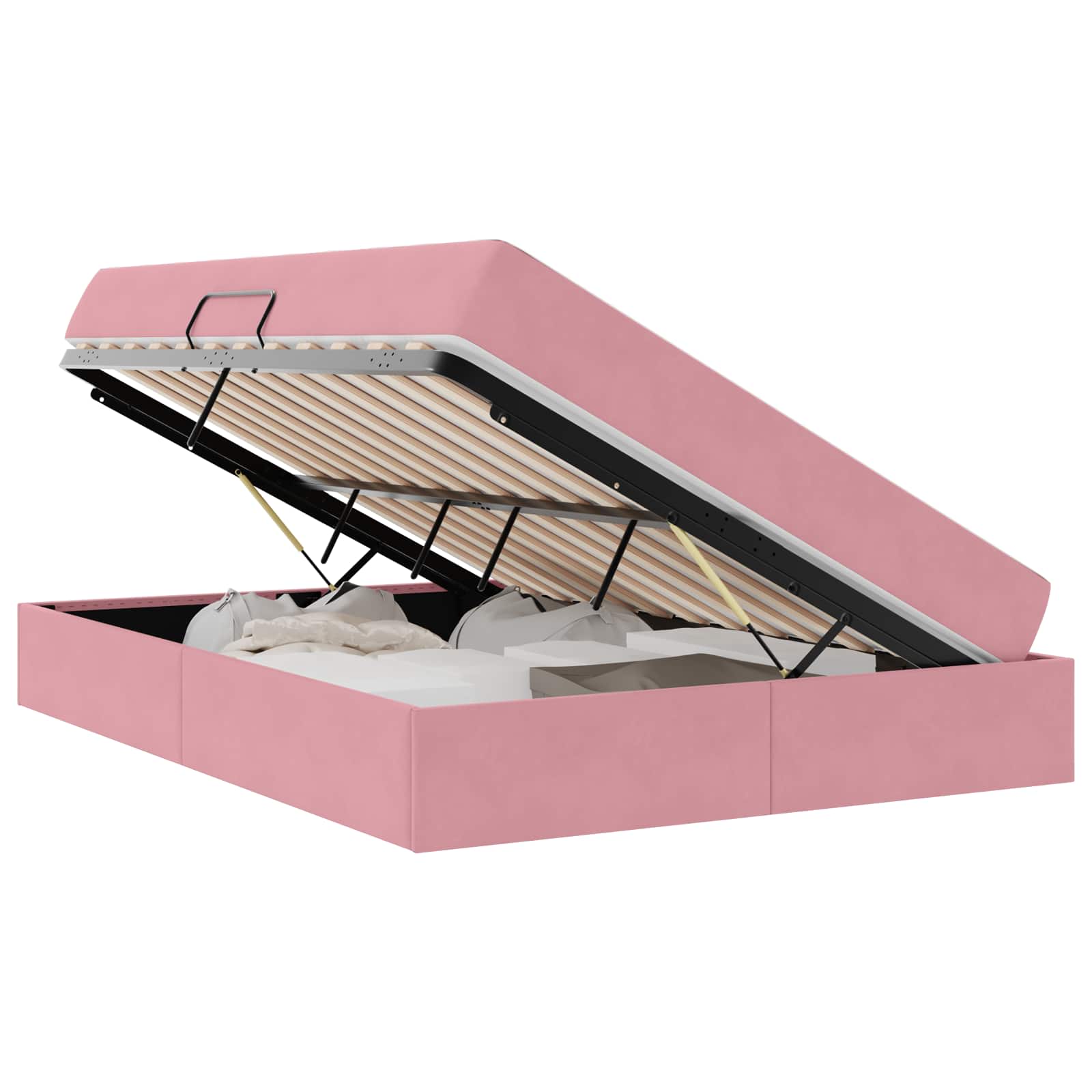 Thumbnail - vidaXL Aufbewahrungsbett mit Matratze Rosa 140 x 200 cm Samt