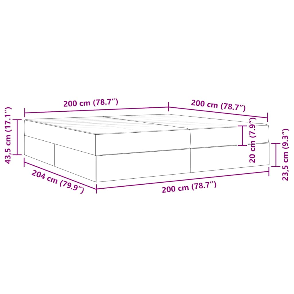 Postel s úložným prostorem a matrací Tmavě šedá 200 x 200 cm - obrázek 15