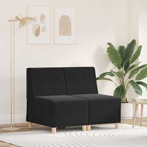 Modulová sedačka bez opěradel 2 pcs Černá 55 x 74 x 82 cm samet - obrázek 1