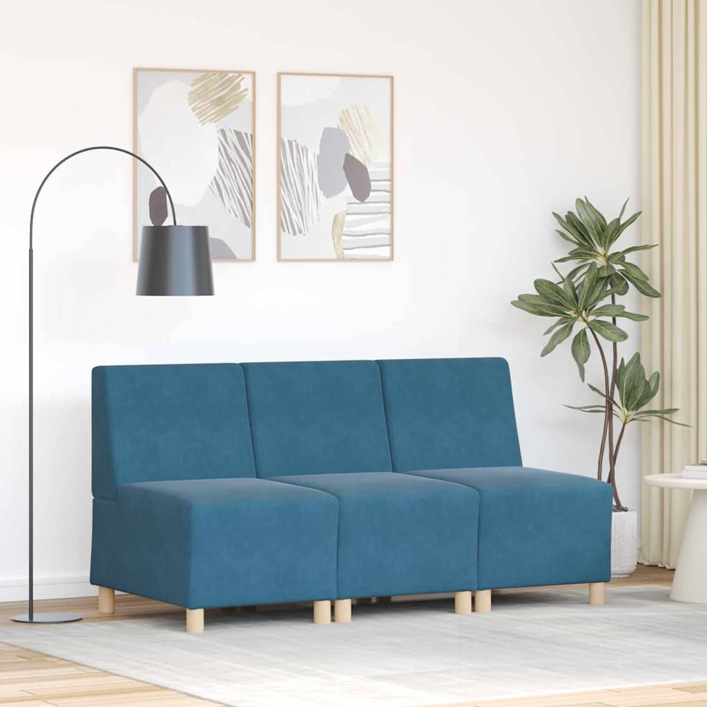 Diivanitoolid 3 pcs Sinine 55 x 74 x 82 cm Samet