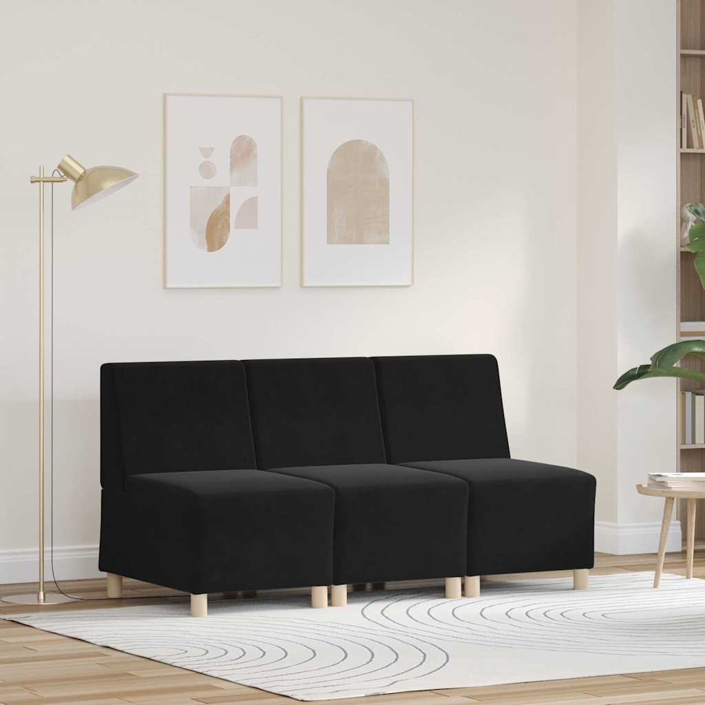 Diivanitoolid 3 pcs Must 55 x 74 x 82 cm Samet
