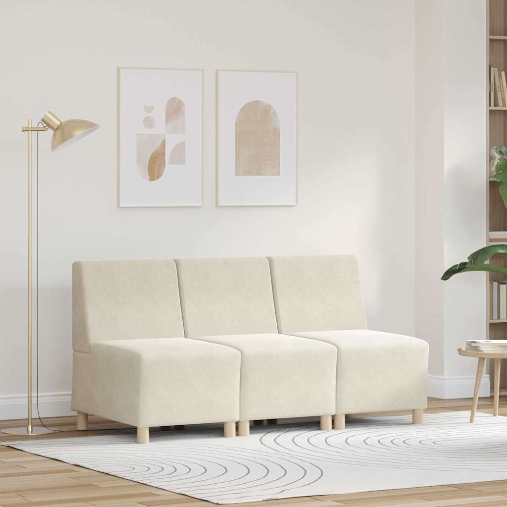 Diivanitoolid 3 pcs cream 55 x 74 x 82 cm Samet