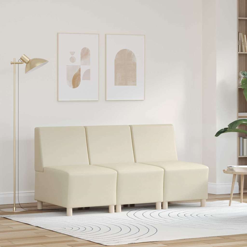 Diivanitoolid 3 pcs cream 55 x 74 x 82 cm Kunstnahk