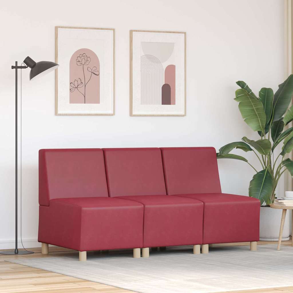 Diivanitoolid 3 pcs Veinipunane 55 x 74 x 82 cm Kunstnahk