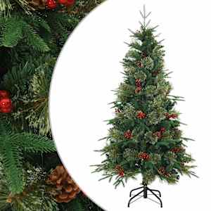 vidaXL Kunstlik kokkupandav j&otilde;ulupuu Roheline 120 cm PVC, PE ja Teras