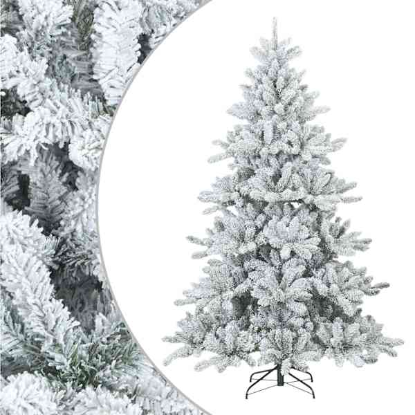vidaXL Kunstlik hingedega j&otilde;ulupuu lume kaetud Valge 180 cm PVC, teras