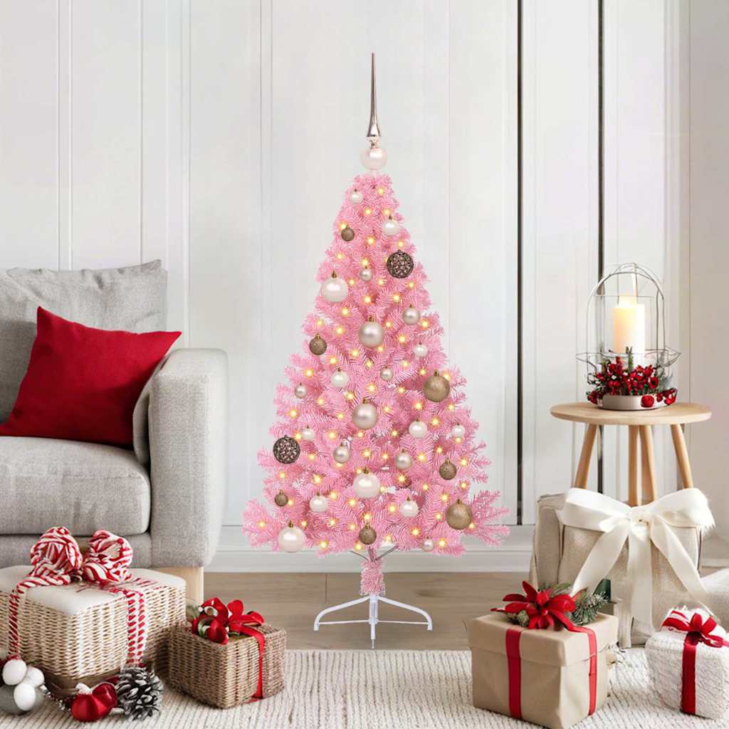 Sapin de Noël artificiel pré-éclairé Rose 120 cm PVC