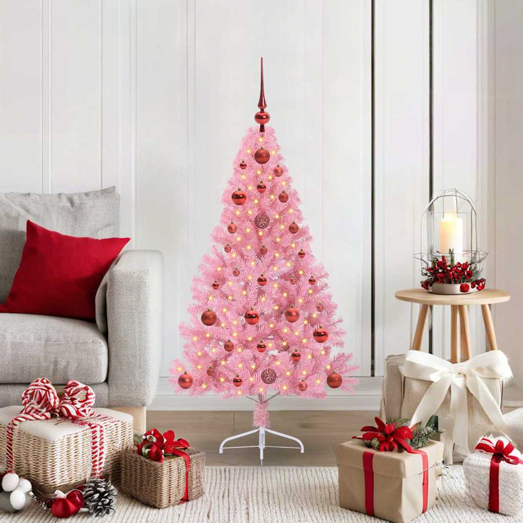 Sapin de Noël artificiel pré-éclairé Rose 120 cm PVC