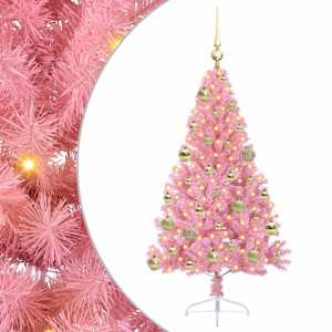 vidaXL Tehis pre-lit j&otilde;ulupuu koos 150 LED-iga Roosa 120 cm PVC