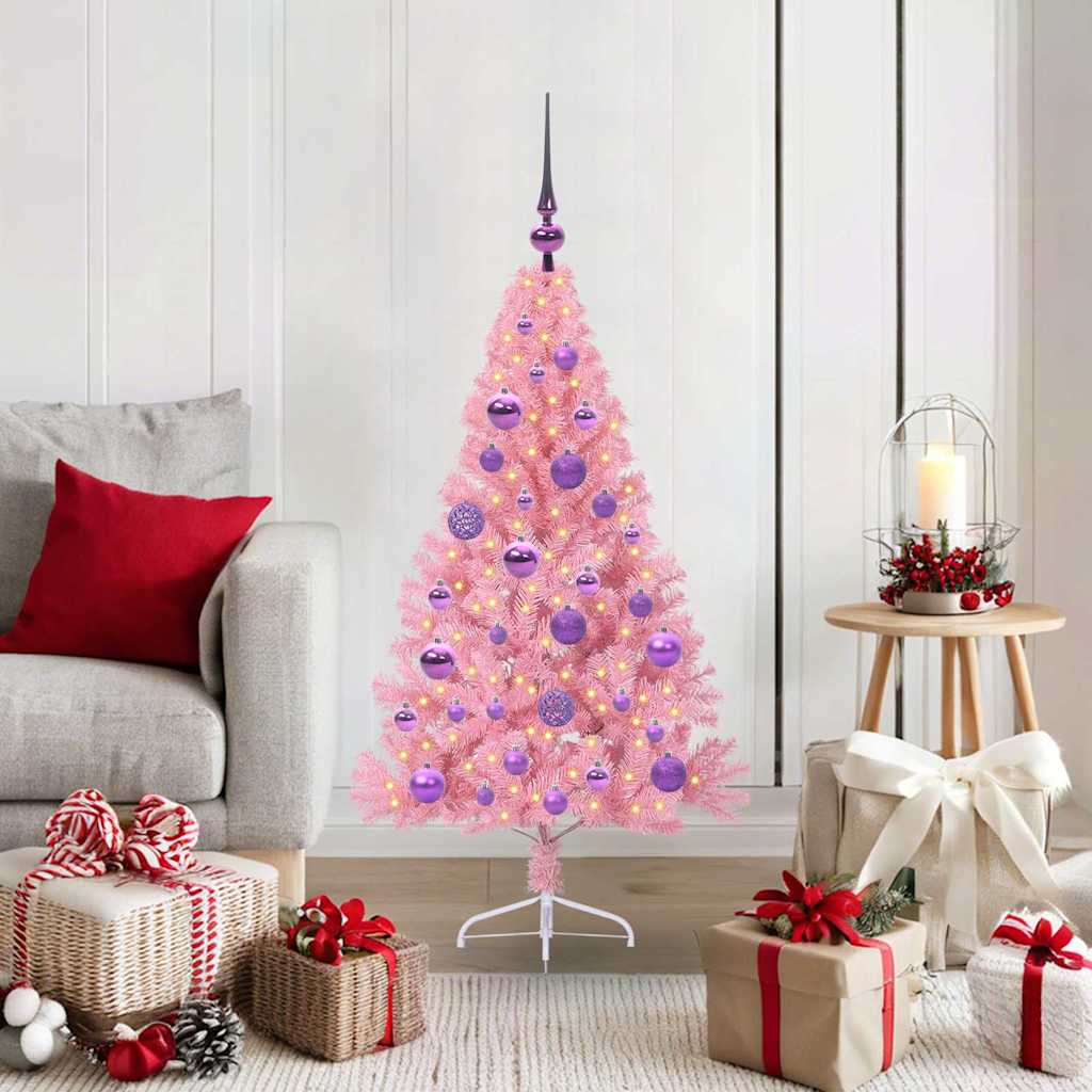 Sapin de Noël artificiel pré-éclairé Rose 120 cm PVC