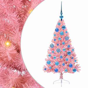 vidaXL Tehis pre-lit j&otilde;ulupuu koos 150 LED-iga Roosa 120 cm PVC
