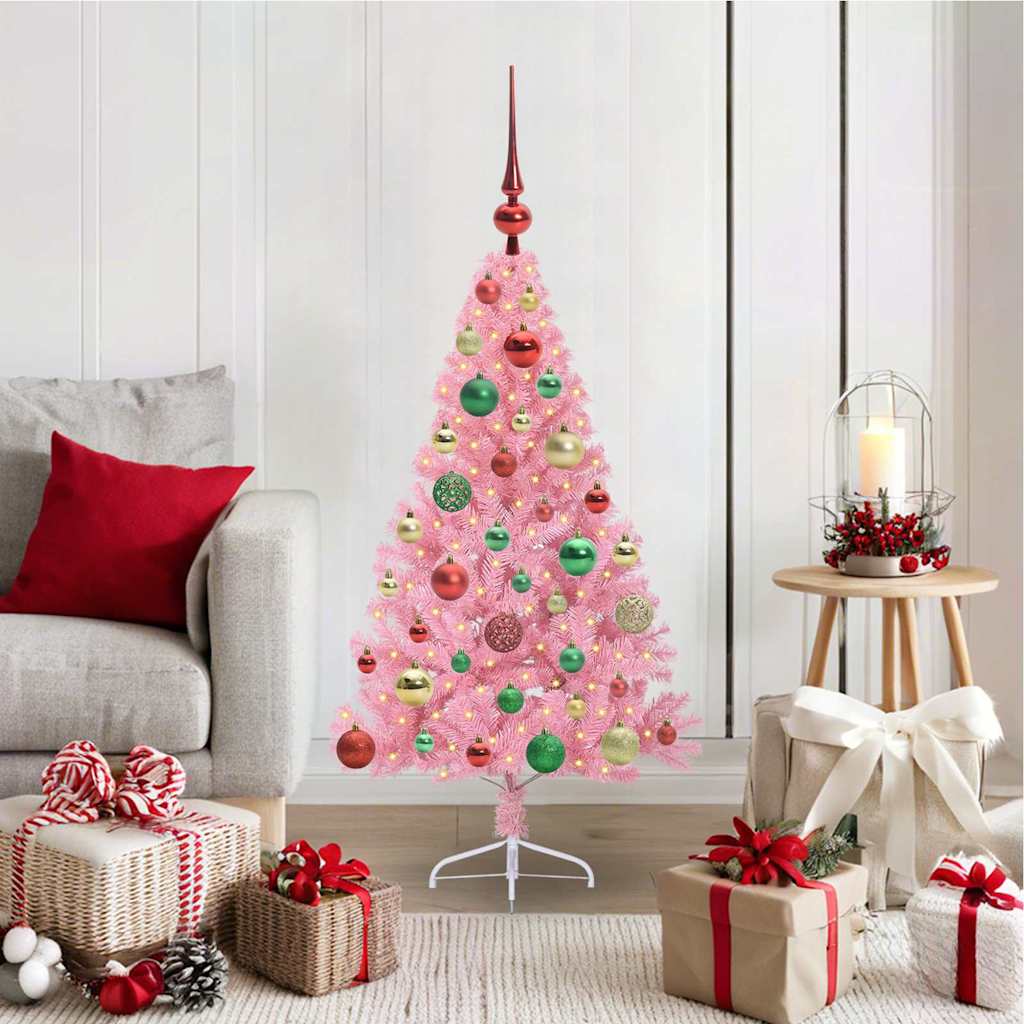Sapin de Noël artificiel pré-éclairé Rose 120 cm PVC