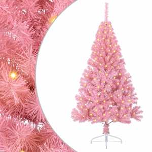 vidaXL Tehis pre-lit j&otilde;ulupuu koos 150 LED-iga Roosa 150 cm PVC