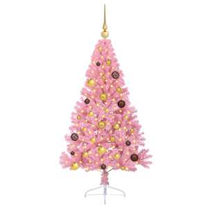 Umělý osvětlený vánoční stromeček Růžová 150 cm PVC - obrázek 3