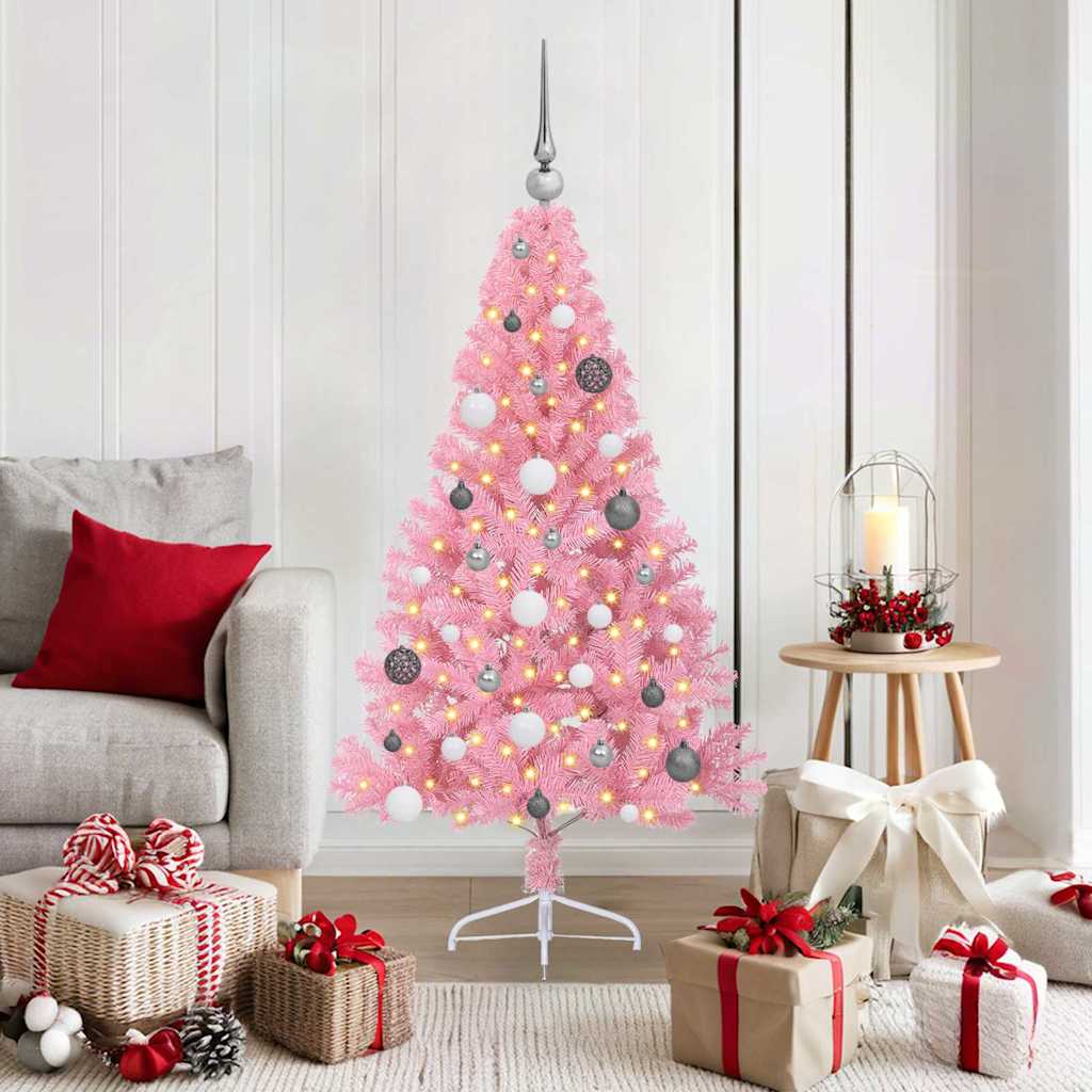 Sapin de Noël artificiel pré-éclairé Rose 150 cm PVC