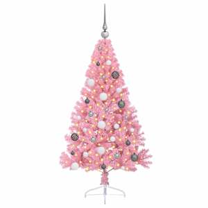 Umělý osvětlený vánoční stromeček Růžová 150 cm PVC - obrázek 3