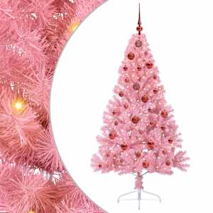 vidaXL Tehis pre-lit j&otilde;ulupuu koos 150 LED-iga Roosa 150 cm PVC